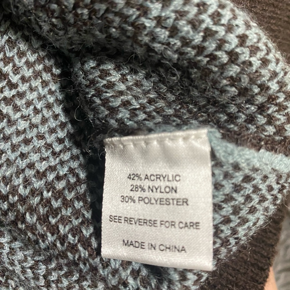 Witty Fox Light Blue Brown Argyle Sweater Cropped Oversized Preppy Academia XS - Picture 8 of 9